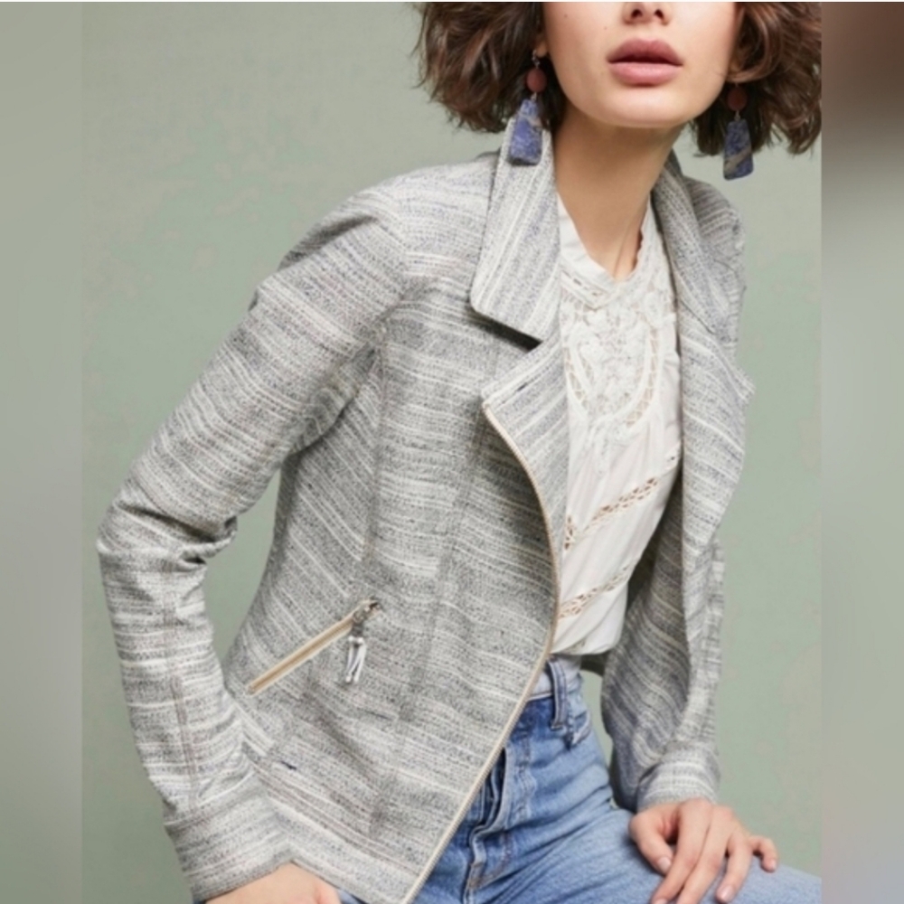 Anthropologie Light Gray Womens Moto Jacket